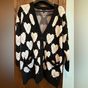 Torrid Black and Cream Heart Cardigan